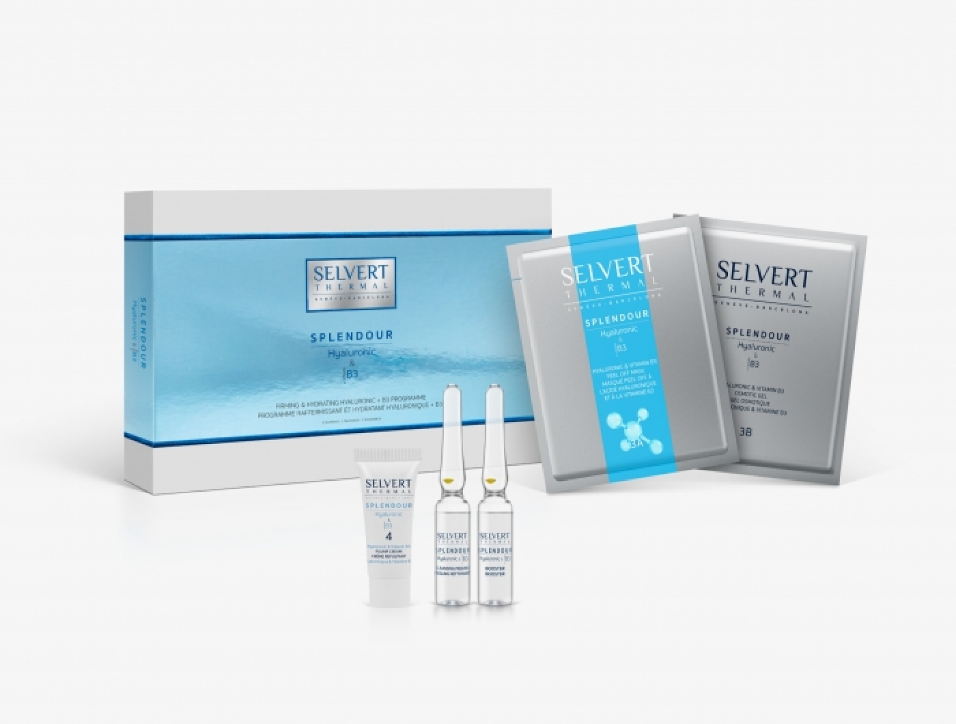 <p><strong>PACK PROFESIONAL SPLENDOUR</strong></p>
<p><strong>Firming & Hydrating Hyaluronic + B3 Programme</strong></p>
<p> </p>
<p>Piel redensificada, tersa e hidratada gracias a una fórmula  extraordinaria que combina ácido hialurónico de distintos pesos moleculares y a las amplias propiedades cosméticas de la Vitamina B3.</p>
<p>Desde la primera sesión la piel se revela en todo su esplendor. Los principales signos del envejecimiento como las arrugas y líneas de expresión se difuminan para dejar paso a una piel tersa, lisa y suave.</p>